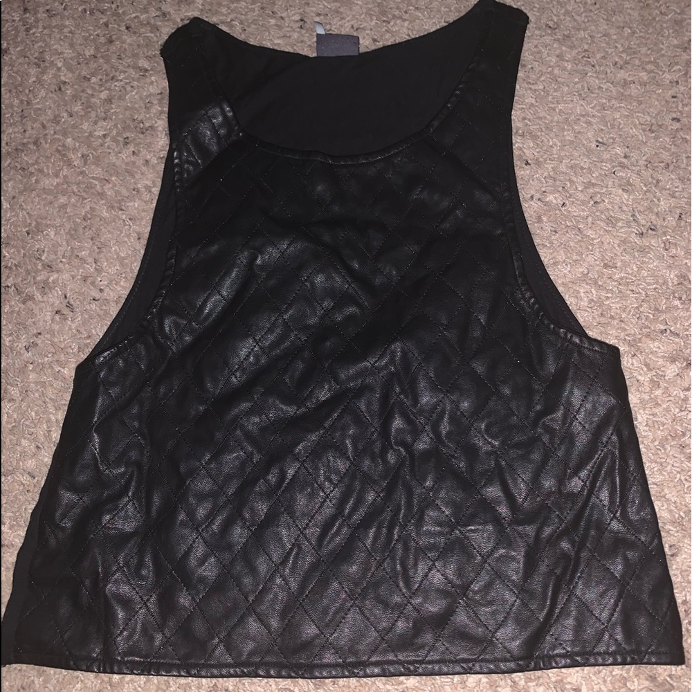 Crop faux leather top